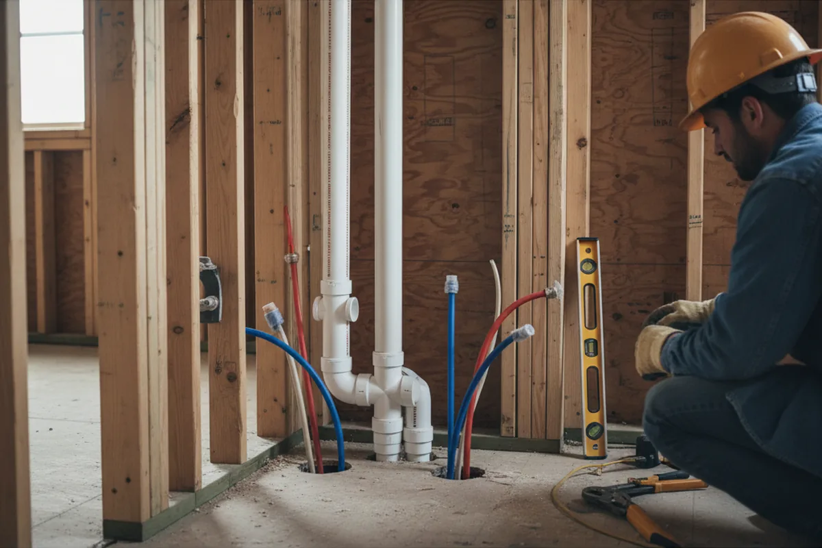 Drain and supply rough-in during Sump Pump Repair in La Fayette